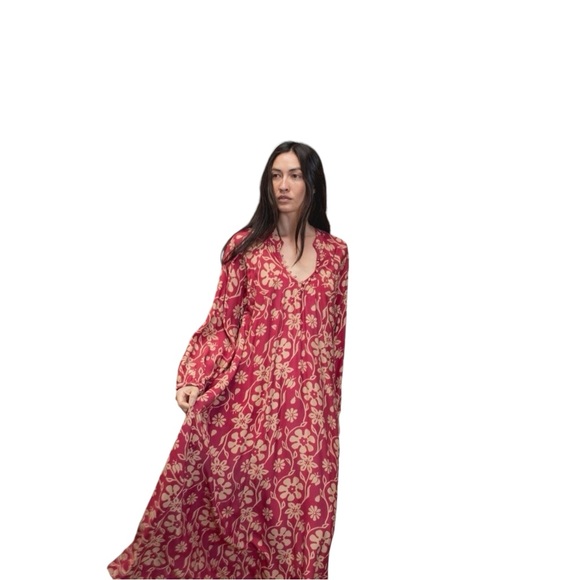 NATALIE MARTIN FIORE MAXI RED FLOWERS WHIMSICAL FAIRY BLOUSON BOHO M - Picture 7 of 16